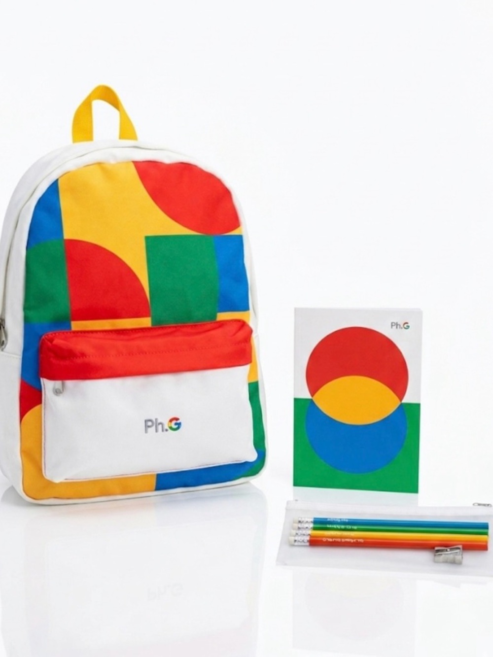 Google Ph.G Colorblock Backpack Set in Red, Yellow, Blue, Green Unisex